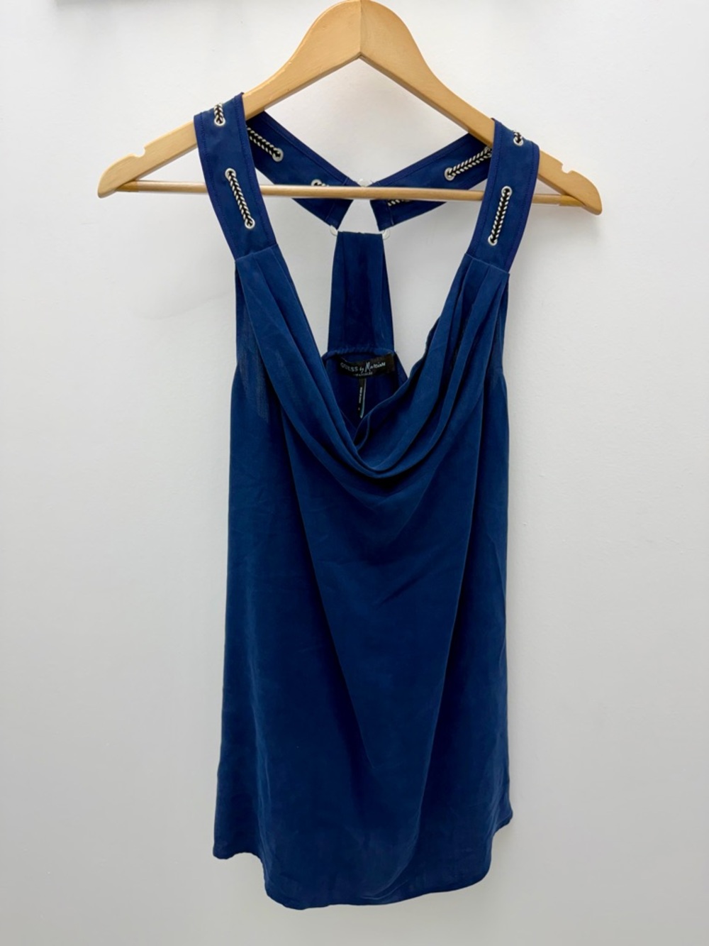 Marciano Navy Blue Cowl Neck Top | Sleeveless Draped Blouse | Like New 💙 - Picture 4 of 11